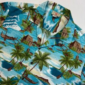 Hawaii Station Men's XL Tropical Hawaiian Shirt Aloha Beach Made in Hawaii